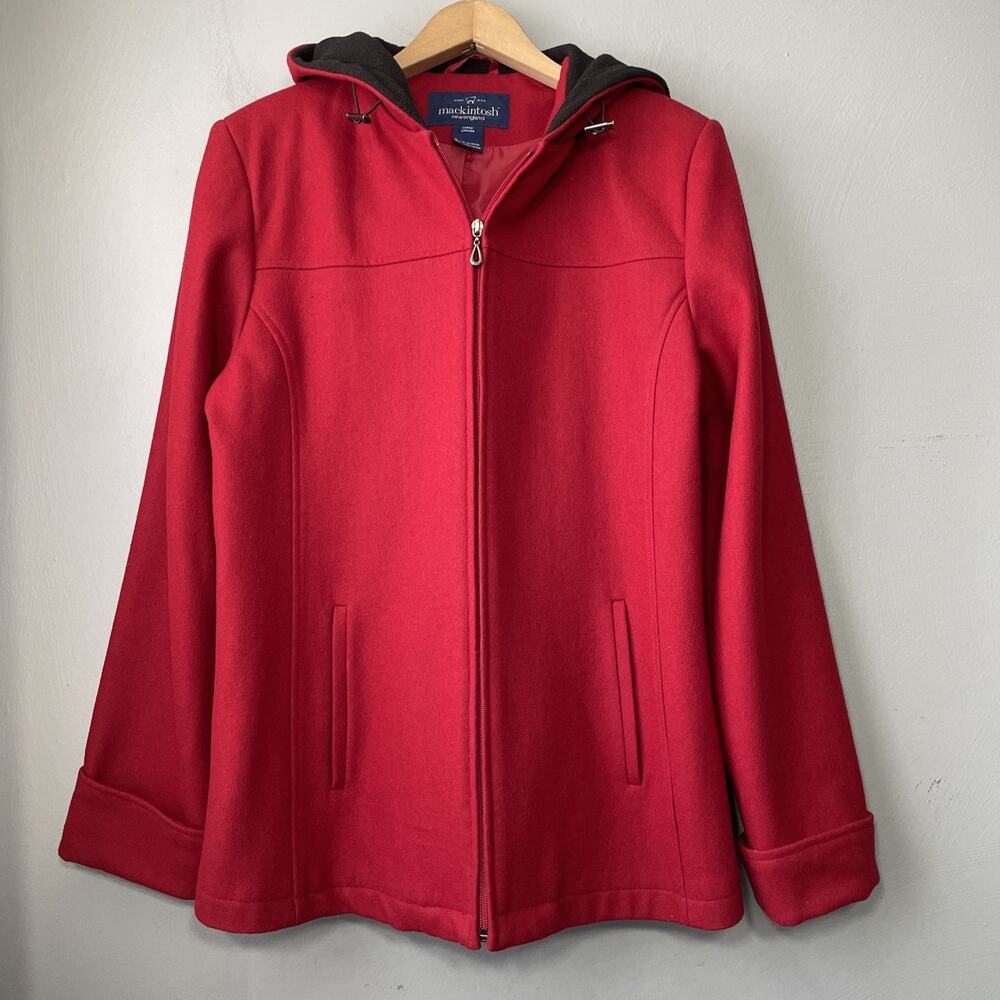 Mackintosh New England Red Wool Coat Womens Size Large Jacket Classic Country